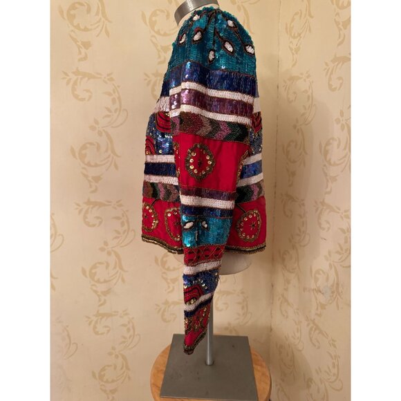 Ladies Size PM Leslie Fay Evenings Petite Sequin Jacket - Picture 4 of 4